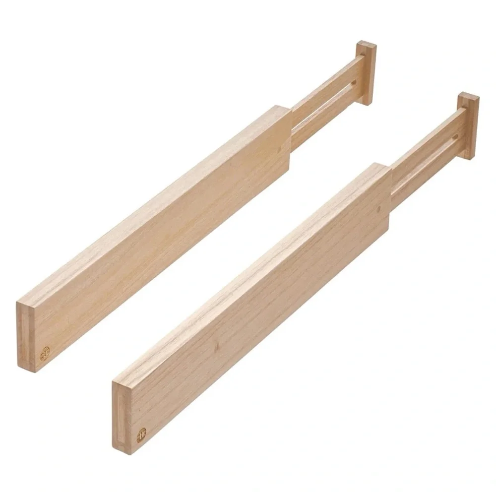 iDesign - Set of 2 Natural Paulownia Wood Expandable Tall Drawer Divider Inserts